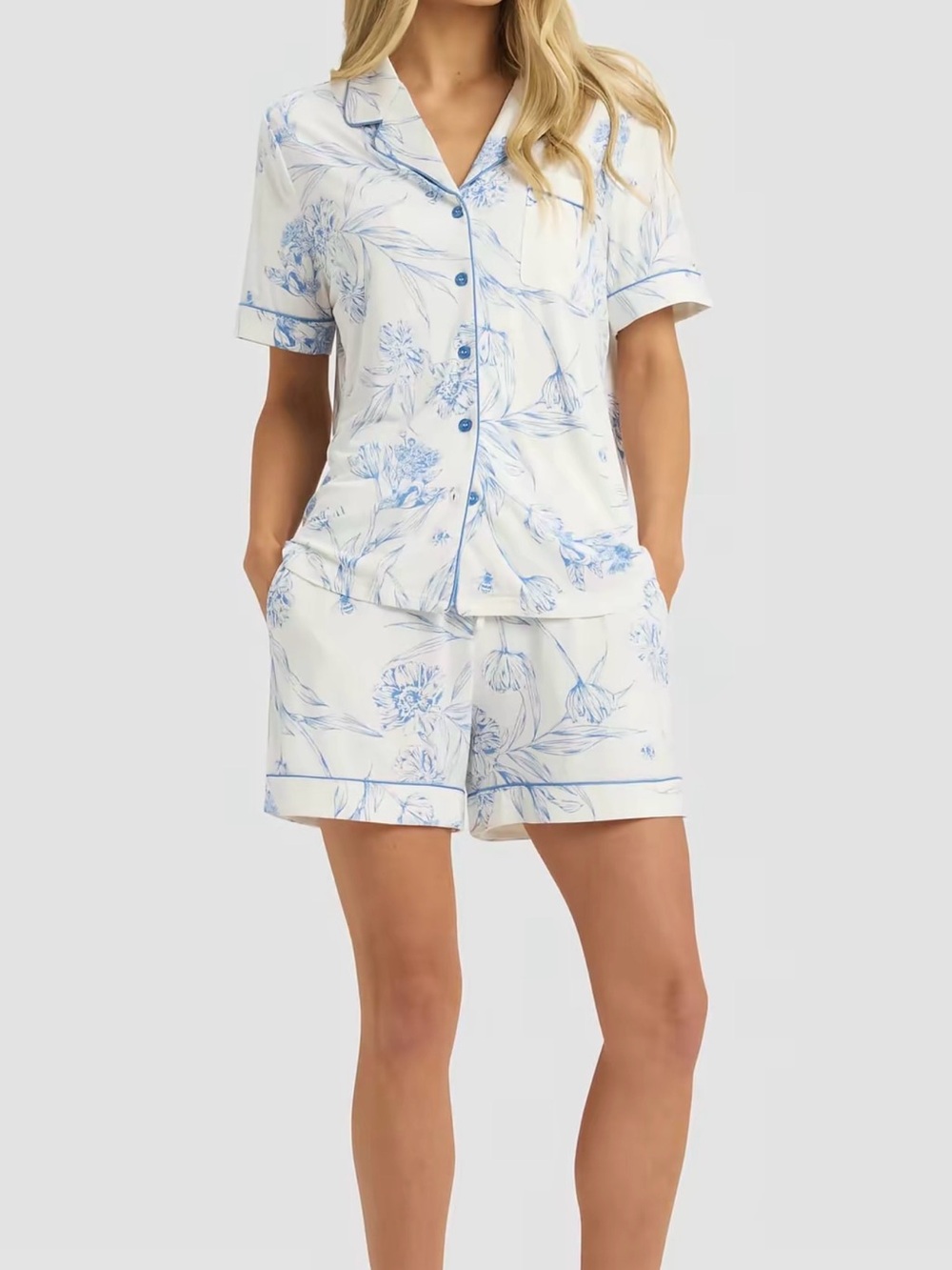 Cozy Earth - Garden Toile in Sea Salt Pajama Set